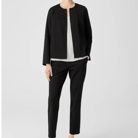 Eileen Fisher Black Full Zip Round Neck Jacket SZ M NWT